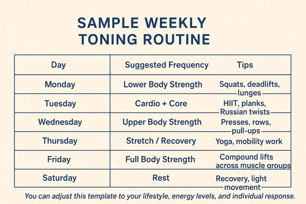 Achieving the Perfect Tone: How Often Should You Exercise for Results? 4 Weekly exercise West Bridgford plan graphic