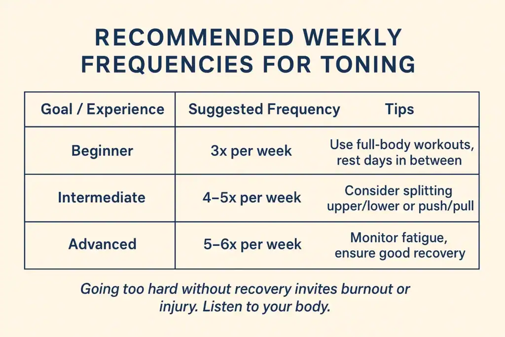 Achieving the Perfect Tone: How Often Should You Exercise for Results? 2 Graphic to show how often you should do exercise to help with toning West Bridgford